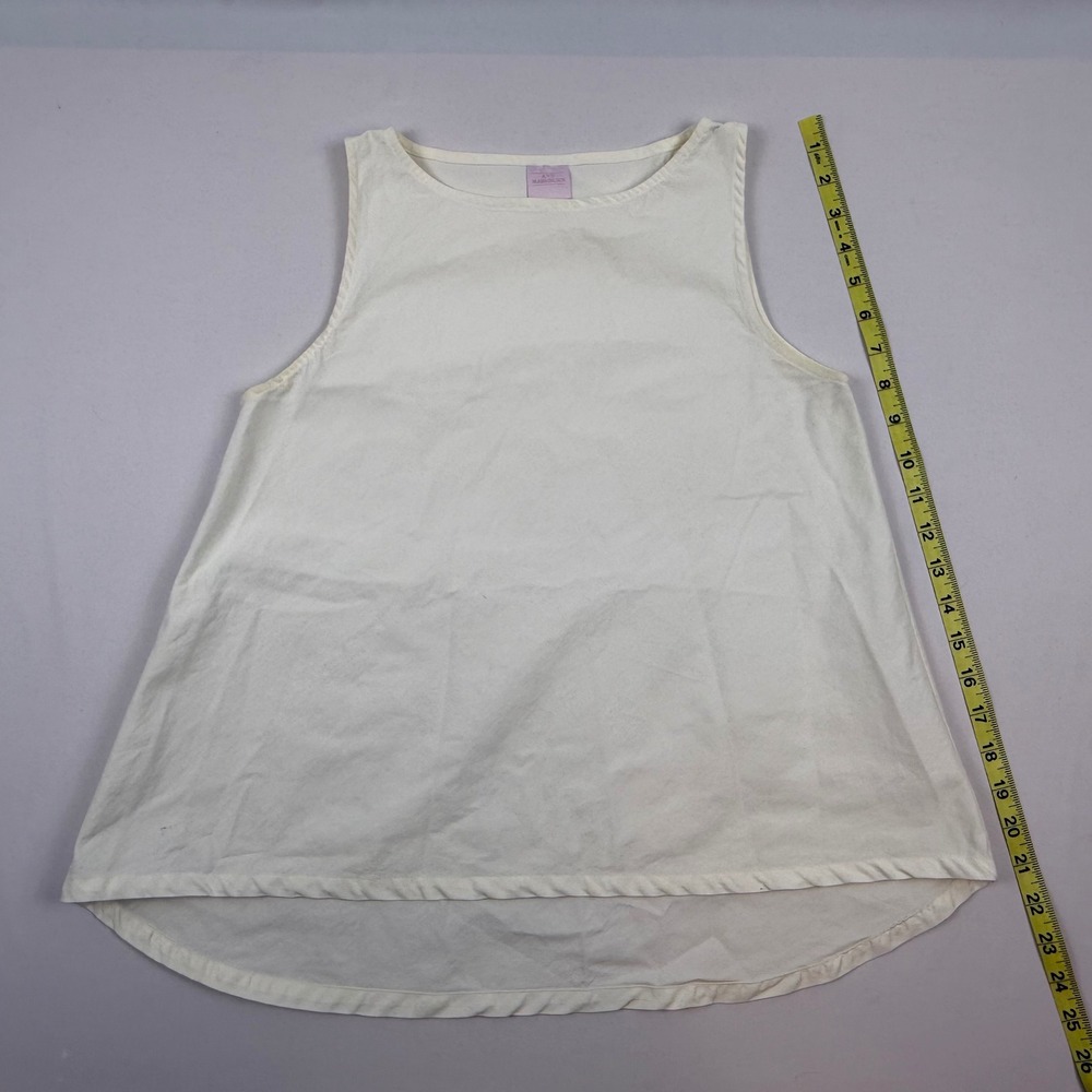 Ann Mashburn Womens XS Sleeveless Flared High-Low Top Cream Cotton Nylon Blend - Picture 8 of 10